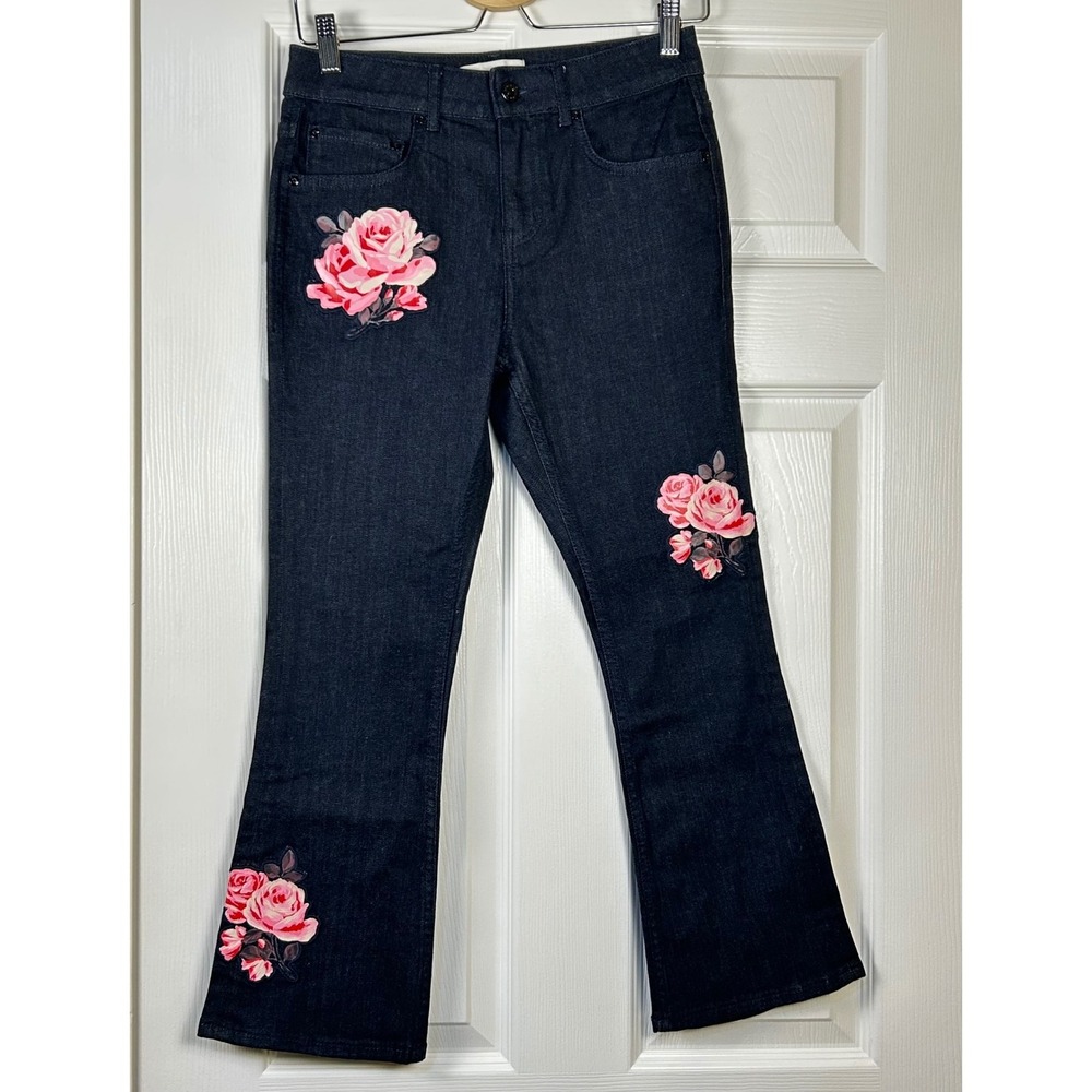 Kate Spade Broome Street Floral Embroidered Flare Jeans Women's Size 26